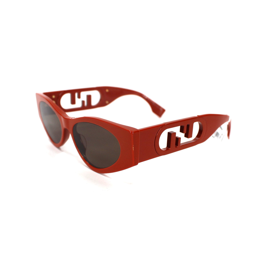 Fendi 54mm O'Lock Cat Eye Sunglasses NEW Brick Red Brown FF Logo with Case